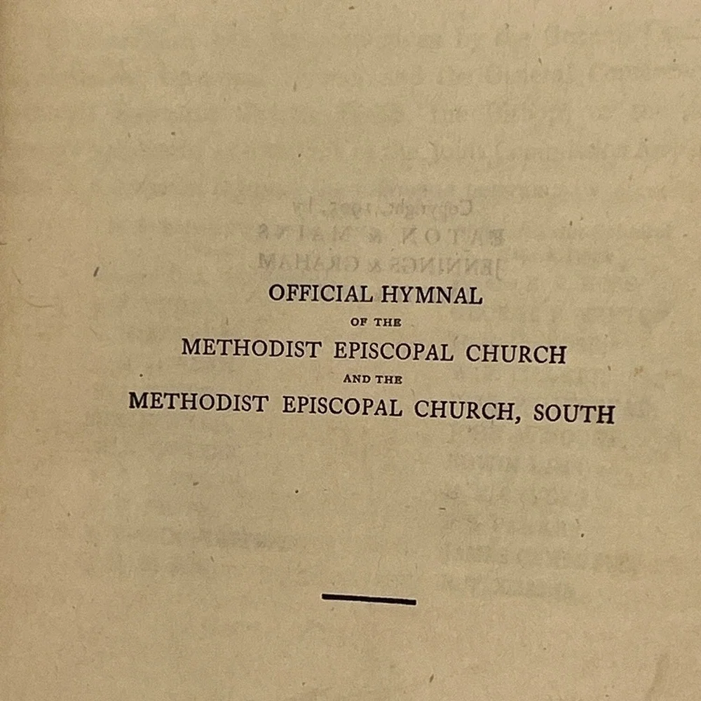Methodist Hymnal Joint Church Edition‎ Organist Inscribed Antique 1905 Intact